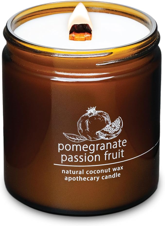 Hemlock Park Crackling Wood Wick Candle Handcrafted with Natural Coconut Wax (Large 16 oz, Pomegranate Passion Fruit) - Bloomnest