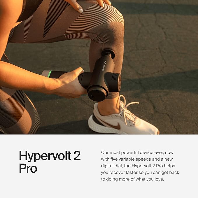 Hyperice Hypervolt 2 Pro - Featuring Quiet Glide Technology - Handheld Percussion Massage Gun - 5 Speeds, 5 Interchangeable Heads - Helps Relieve Sore Muscles and Stiffness FSA-HSA - Bloomnest