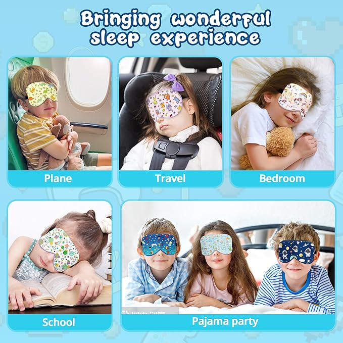 Kids Sleep Mask Eye Cover: 100% Real Natural Pure Silk Eye Mask with Adjustable Strap, Funny Blindfold Kids Eye Mask for Sleeping, Soft & Lightweight Eye Shade for Boys Girls Teens (Games Style) - Bloomnest