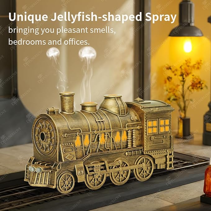 Diffuserlove Essential Oil Diffuser 300ML Train Cool Mist Humidifier Quiet Aromatherapy Diffuser with Night Light for Bedroom Desk - Bloomnest