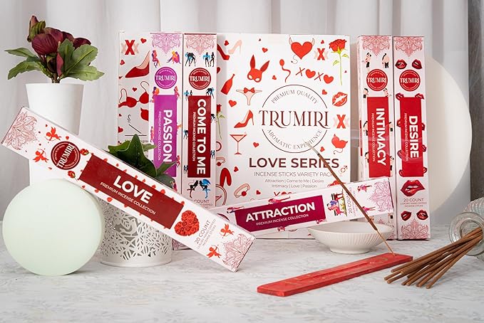 Trumiri Incense Sticks - Love Spell - Total 120 Insence-Sticks (20 Insense x 6 Incents) - Incienso Inscents-Sticks for Spell to Rekindle Call Attract New Fire of Love + Incense Holder - Bloomnest