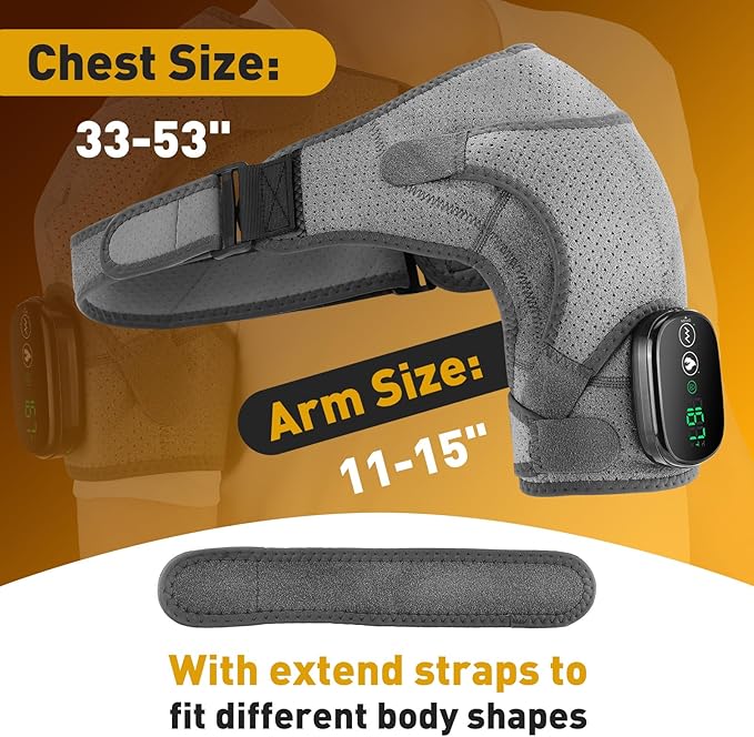 Shoulder Heating Pad, Shoulder Massager for Pain Relief Deep Tissue, Heated Shoulder Brace Wrap for Men Women, Rotator Cuff Heating Pad for Pain Relief - Bloomnest