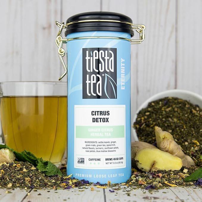 Tiesta Tea - Ginger Citrus Herbal Loose Leaf Tea, Lemon Ginger with Mint and Chamomile, Caffeine-Free, Hot or Iced, Refillable Tin, Makes Up to 50 Cups, 3 Ounce - Bloomnest