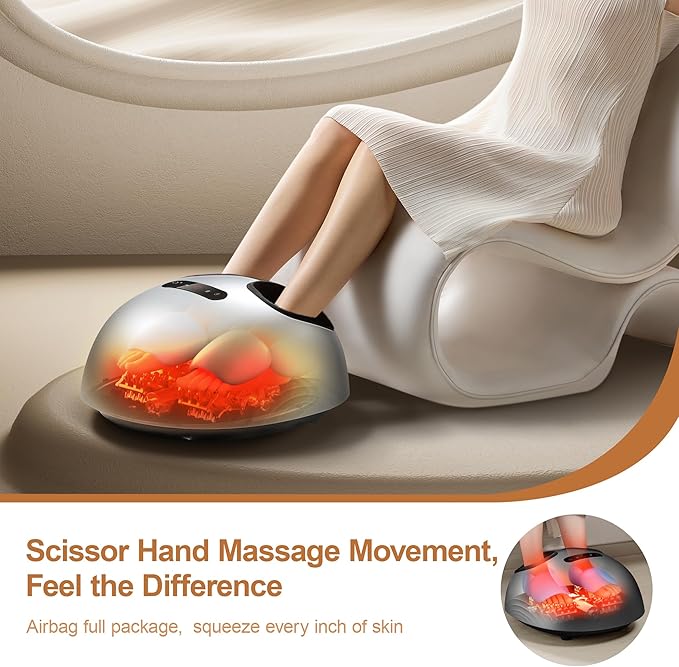 Foot Massager Machine with Heat, Double Shear Massage Core, Shiatsu Feet Massager with Airbag Full Wrapped, Plantar Fasciitis Massage, Automatic Foot Kneading Points, Gifts for Family and Friends - Bloomnest