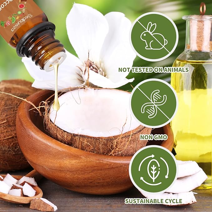 Sedbuwza Vanilla Coconut Essential Oil Set, Vanilla Fragrance Oil Coconut Scent Oil Set for Diffuser, Aromatherapy, Massage, Soap, Candle Making 2 x 10 ml Sedbuwza