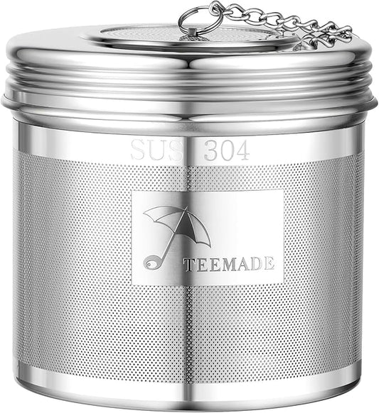 Extra Large Tea Infuser -304 Tea Filter with Threaded Lid & Chain Hook-Perfect for Loose Leaf Tea,Cooking,Herbs,Iced Tea & Soup - Extra Fine Mesh Tea Strainers - Bloomnest