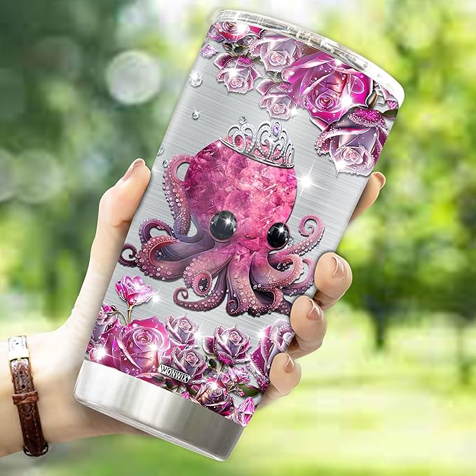 Personalized Octopus Gifts for Women, Insulated Stainless Steel 20oz Coffee Cup Mug Tumbler Water Bottle, Great Gift Idea for Girls Wife Daughter, Christmas Birthday Mother's Day Valentine - Bloomnest