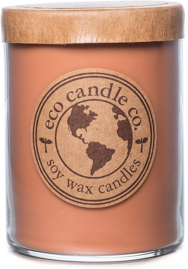 ECO CANDLE CO. Recycled Candle, Pumpkin Pecan, 18 oz. Double Wick - Scents of Pumpkin, Pecans, & Maple Syrup - 100% Soy Wax, No Lead, Kraft Paper Label & Lid, Hand Poured, Midwest Grown Soybeans - Bloomnest