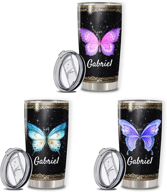 WAZONE Personalized Butterfly 20oz 30oz Tumbler Customized Name Insulated Cup Travel Mug Birthday Christmas Mothers Day Gifts For Her Women Double Wall Vacuum Stainless Steel - Bloomnest