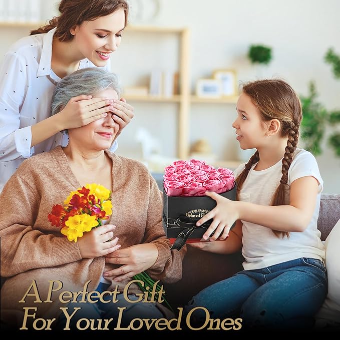 16 Preserved Flowers Rose Birthday Gifts for Women Her Mom Wife Girlfriend Grandma on Valentines Mothers Day Christmas Anniversary Romantic(Pink) - Bloomnest