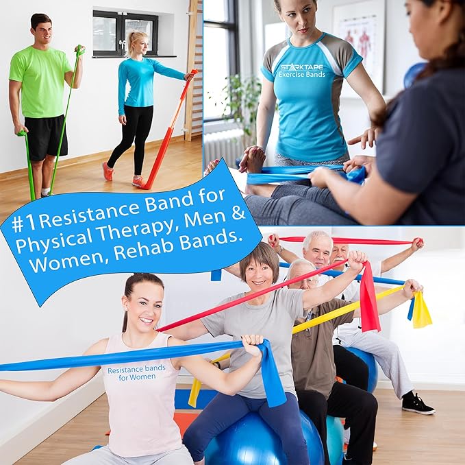 Resistance Bands Professional 8,16, 25, 50 Yards Bulk Rolls. Latex-Free Elastic Physical Therapy Band. No Scent, No Powder - Perfect for Home Exercise, Yoga, Pilates, Gym, Rehab, Workout - Bloomnest
