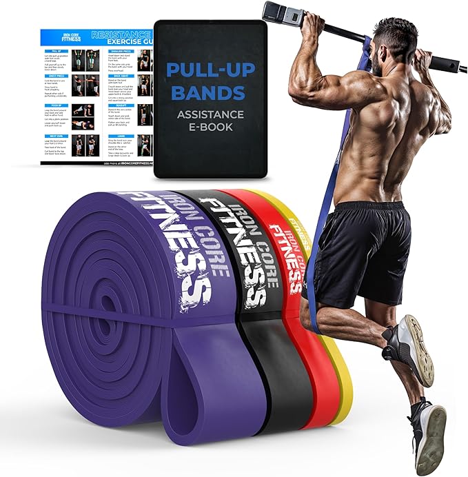Pull Up Assistance Resistance Bands - Long Loop Power Bands for Men and Women - Strength Power Flexibility Training at Home & Gym - Ebooks & Workout Chart Included by Iron Core Fitness - Bloomnest