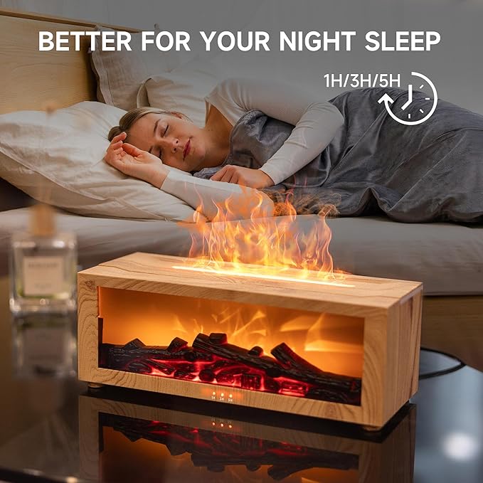 Fireplace Flame Air Diffuser Humidifier,7 Colors Aromatherapy Essential Oil Diffuser,Ultrasonic Aroma Humidifier with Timer for Home,Bedroom,Office,Yoga - Bloomnest