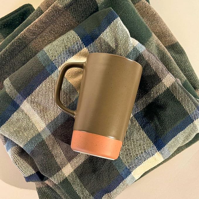 Mora Ceramics Large Tea Mug with Loose Leaf Infuser and Ceramic Lid, 18 oz, Portable, Microwave and Dishwasher Safe, Tall Coffee Cup - Rustic Matte Ceramic Glaze, Modern Herbal Tea Strainer, Olive - Bloomnest