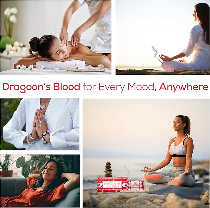 Satya Dragon Blood Incense Sticks, Satya Bng (Bangalore) Insenses 15gmx12 Pack with Raajsee Incense Holder Bundle, Satya Nag Champa Natural Incense - Bloomnest