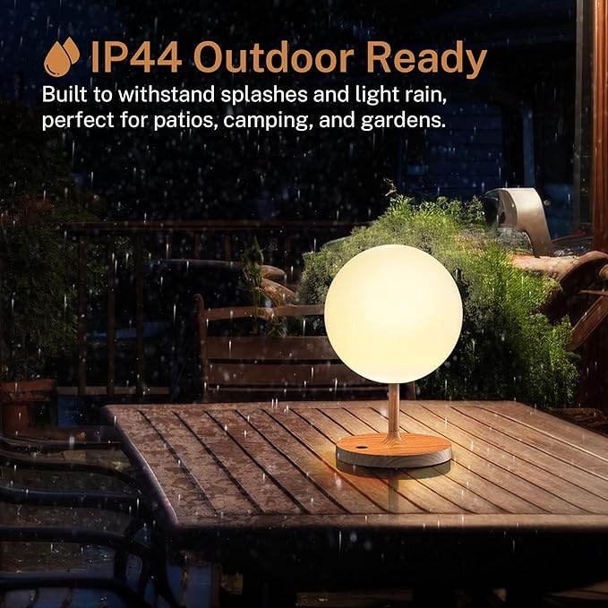 Cordless Lamp, 5000mAh Battery Operated Rechargeable Table Lamp with Power Bank, Touch Dimmable 3 Color Temperatures, IP44 Waterproof Shower Lamp for Kitchen, Bathroom, Indoor Or Outdoor Use 9.6in - Bloomnest