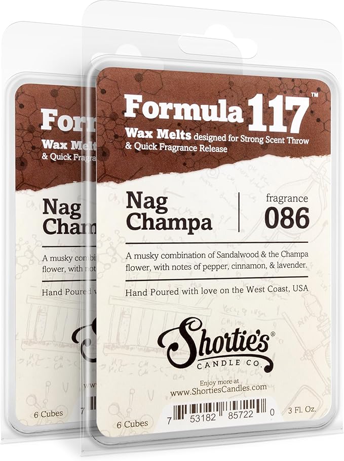 Shortie's Candle Company Nag Champa Wax Melts Multi Pack - 2 Highly Scented 3 Oz. Bars (6 Oz. Total) - Made with Natural Oils - Incense & Earth Air Freshener Cubes Collection ShortiesCandleCompany