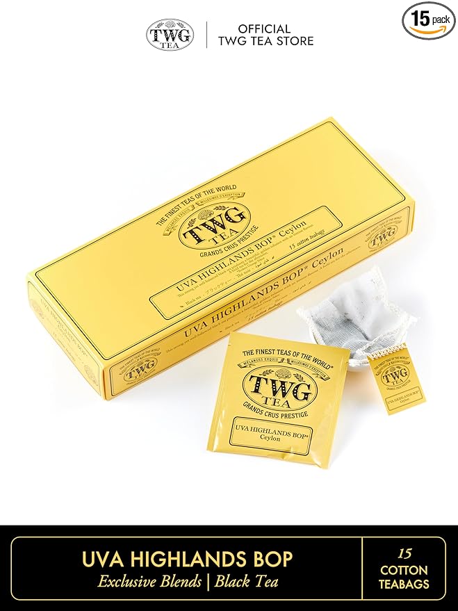 TWG Tea | UVA Highlands BOP | Black Tea | Golden Infusion | 15 Hand Sewn Cotton Tea Bags | Gift Set - Bloomnest