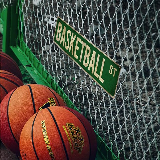 Basketball Gifts for Boys 8-12 Accessories Basketball Room Decor Vintage Street Signs Bedroom Wall Art Gear for Teen Boys 12-14 - Bloomnest