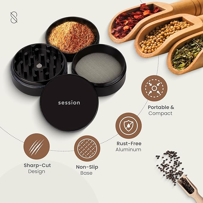 Session Goods 2.5” Herb Grinder - Black - Bloomnest