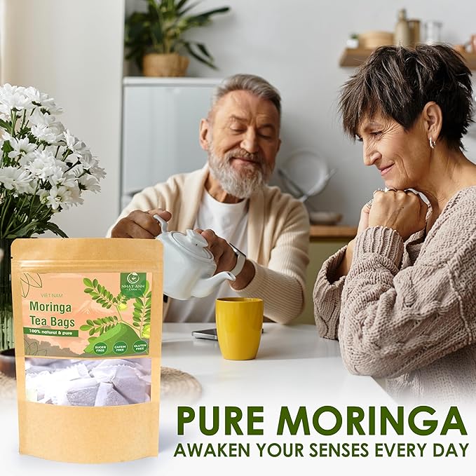 NHAT ANH FARM - Premium Moringa Tea Bags, 40 Tea Bags, 100% Natural Dried Moringa Leaves, Naturally Sweet Herbal Tea, Sugar-Free, Caffeine-Free, No Additives - Bloomnest