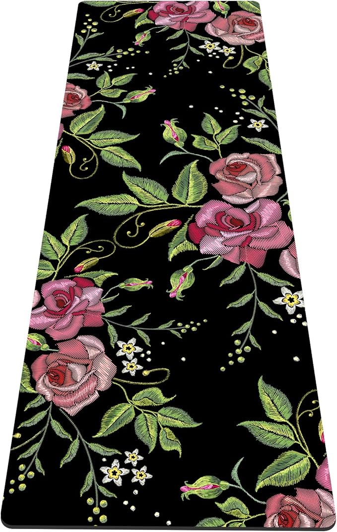 nuveti Yoga Mat Print Extra Thick TPE Non Slip Fitness Exercise Mat with Carrying Bag,72"x24" Extra Thick 6MM Exercise & Workout Mat for Yoga, Pilates Fitness and Floor Exercises - Bloomnest