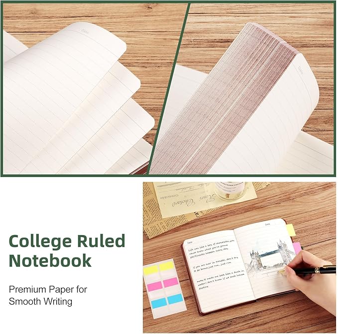 AHGXG Small Lined Pocket Journal Notebook for Men - 256 Numbered Pages College Ruled B6 Mini Journal, Vintage Soft Leather Hardcover, 80gsm Paper, for Women Work Office School, 4.1'' X 5.7''- Dark Green - Bloomnest