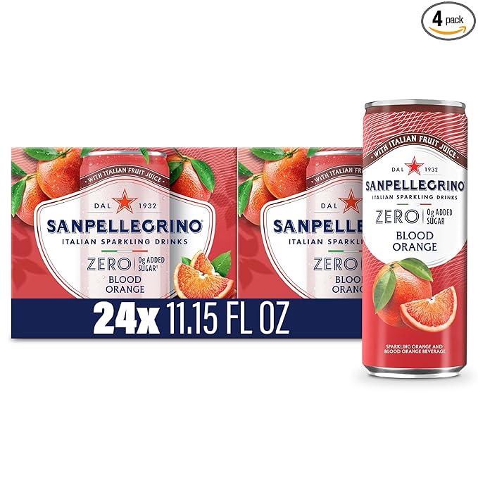 Sanpellegrino Zero Grams Added Sugar Italian Sparkling Drinks Blood Orange, Sparkling Orange and Blood Orange Beverage, 24 Pack of 11.15 Fl Oz Cans - Bloomnest