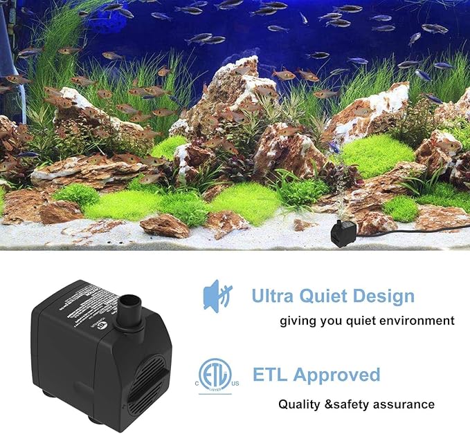 Submersible Water Pump Ultra Quiet with Dry Burning Protection160GPH for Fountains, Hydroponics, Ponds, Aquariums & More … - Bloomnest