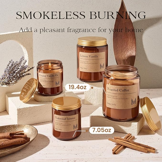 M&SENSE Santal Home Scented Candle | 19.4oz, 115-Hour Burn | Natural Organic Soy Wax | Long-Lasting for Stress Relief and Gifting | for Bedroom，Relaxing SPA，Office - Bloomnest