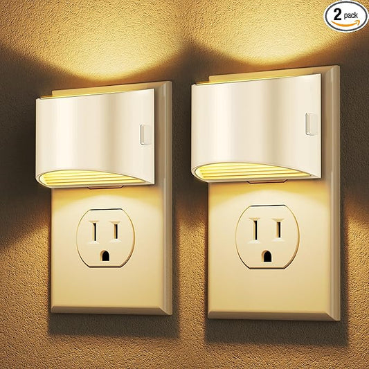 DORESshop LED Night Light[2 Pack], Night Lights Plug into Wall, 3 Level Brightness Adjustable Plug in Night Light, Dusk to Dawn Sensor Nightlights for Adults,Bedroom,Bathroom,Hallway,3000K White Cover - Bloomnest