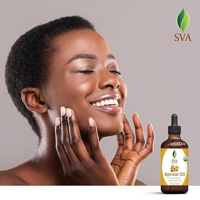 SVA Apricot Seed Oil Organic - 4 Fl Oz – 100% Natural Cold Pressed Organic Apricot Oil - for Face, Skin Care, Hair Care, Scalp Massage & Body Massage – Carrier Oil with Dropper - Bloomnest