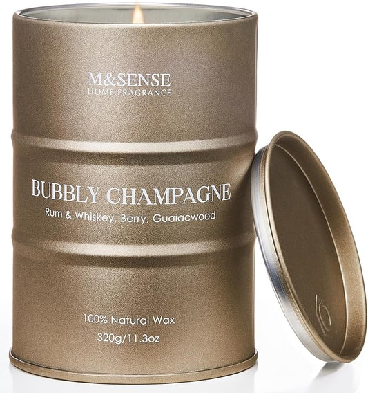 M&SENSE Bubbly Champagne Scented Candles - Home & Gift, Natural Soy, 70 Hour Burn Time, 11.3 oz - Bloomnest