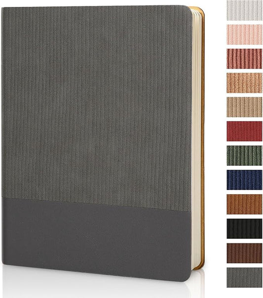 Lined Journal Notebook for Work College Ruled Note Book 7.2"x9.6" B5 PU Leather Daily Journaling 160 Pages for Women Men Writing Home School Supplies Business (Dark Gray) - Bloomnest