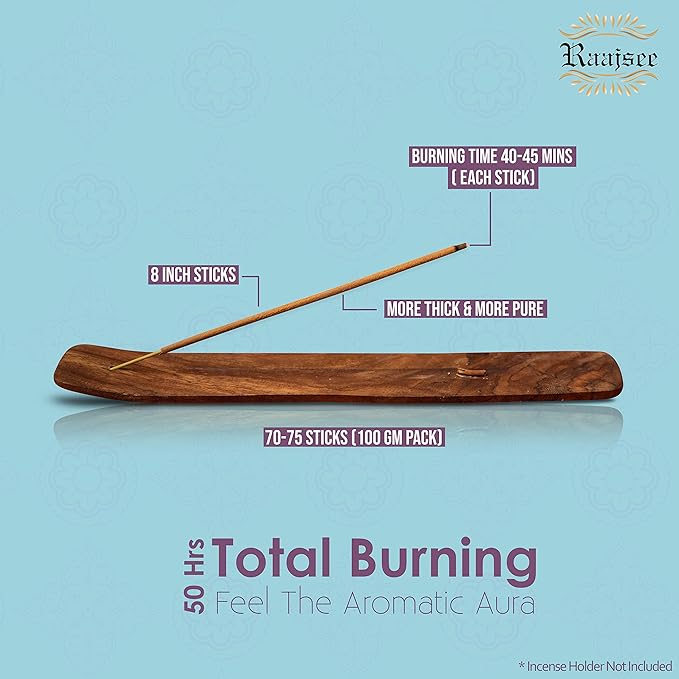 Pure Frankincense & Myrrh Incense Sticks, 100%-Natural Charcoal Free Organic Non Toxic Clean Burning Handmade Insence Sticks 100 gm Pack, Meditation Gifts – Spritual Cleansing RAAJSEE