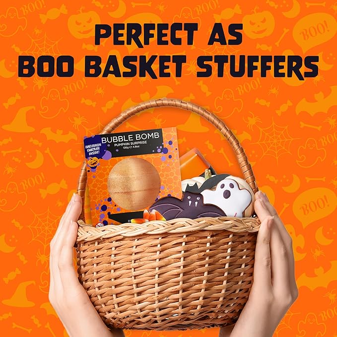 Halloween Bath Bombs for Kids with Surprise Halloween Toys Inside - Large Pumpkin Bath Bombs for Kids, Boys & Girls – Spooky Boo Basket Stuffers for Kids - Made in USA Bubble Bomb by Two Sisters - Bloomnest