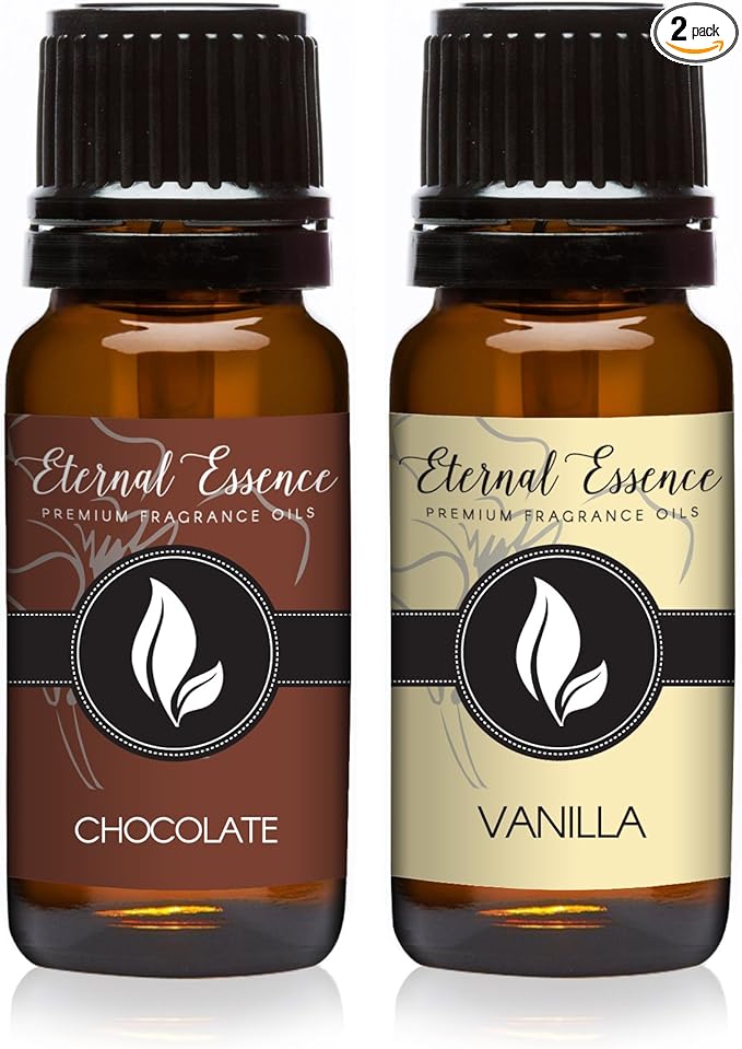 Eternal Essence Oils 2 Pack 10ml Premium Fragrance Oil - Chocolate & Vanilla - for Candle, Soap Making, Aromatherapy, Diffusers, Home Care, & Humidifiers EternalEssenceOils