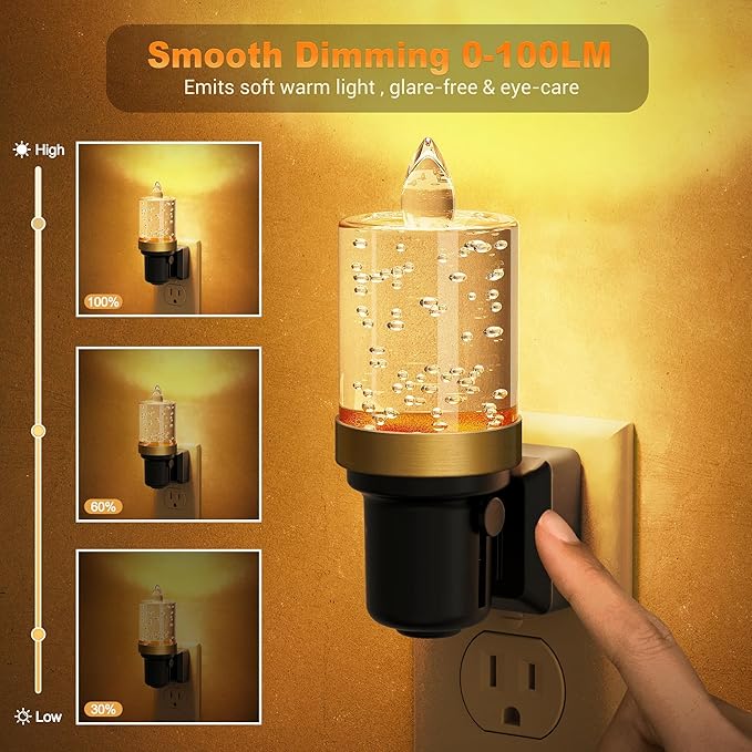 JandCase LED Night Light, Candle Night Lights Plug into Wall Amber, Auto On/Off Light Sensor Nightlight, 0-100LM Brightness Dimmbale Nightlight, for Bathroom Hallway Bedroom Kids Room 2Pack - Bloomnest