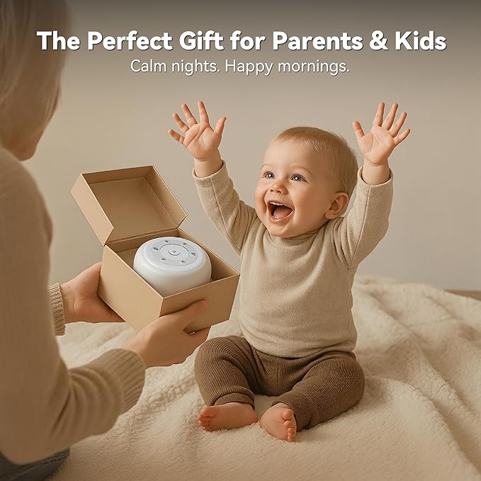 White Noise Sound Machine with 7 Colors Night Light 34 Soothing Sounds, Portable Sound Machine for Baby Adults Kids Sleep with 30 Volume Levels 4 Timers Adjustable Brightness (White) - Bloomnest