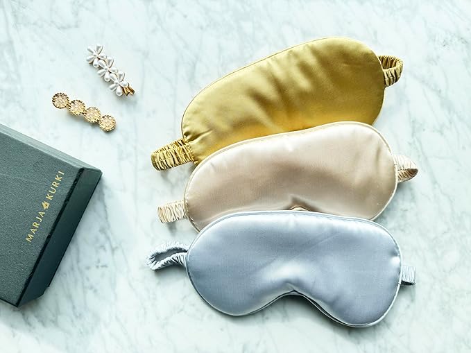 Silk Eye Mask for Sleeping - Satin Eye Cover with Silk Storage Bag Golden - Bloomnest