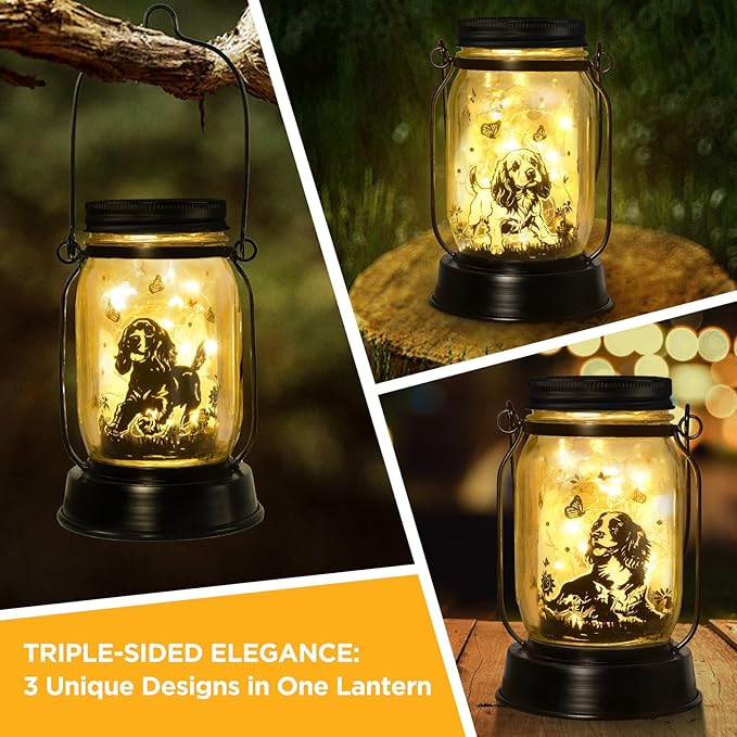 Cocker Spaniel Dog Gifts for Women/Men Cocker Spaniel Solar Lanterns Birthday Dog Lovers Lantern Pet Loss Dog Memorial Lights Solar Garden Decoration for Yard, Patio,Backyard,Porch Torches Light - Bloomnest