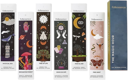 Folkulture Incense Sticks (120 Sticks) | Set of 6 Premium Incense Sticks For Relaxation, Aromatherapy| No Charcoal, Organic, Non Toxic, 45 Mins, Long Burning Coconut, Mango,Aqua, Orange Insence-Sticks FOLKULTURE