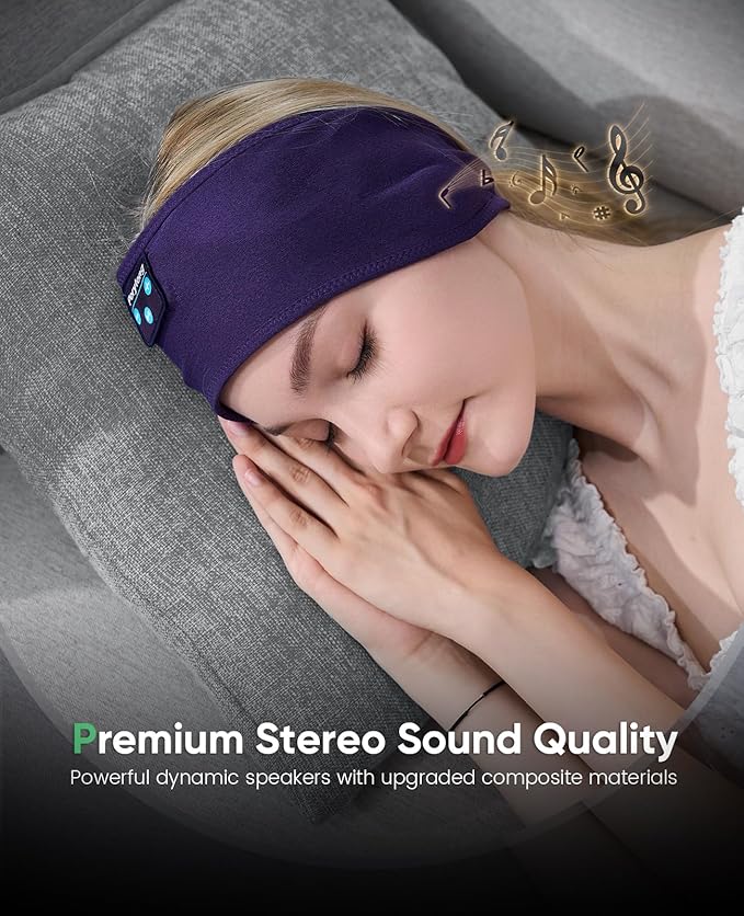 Perytong Sleep Headphones Sleeping Bluetooth Headband, Soft Headphone Band with Ultra-Thin Speakers Perfect for Side Sleepers, Running, Workout, Jogging, Yoga, Insomnia Cool Gadgets - Bloomnest
