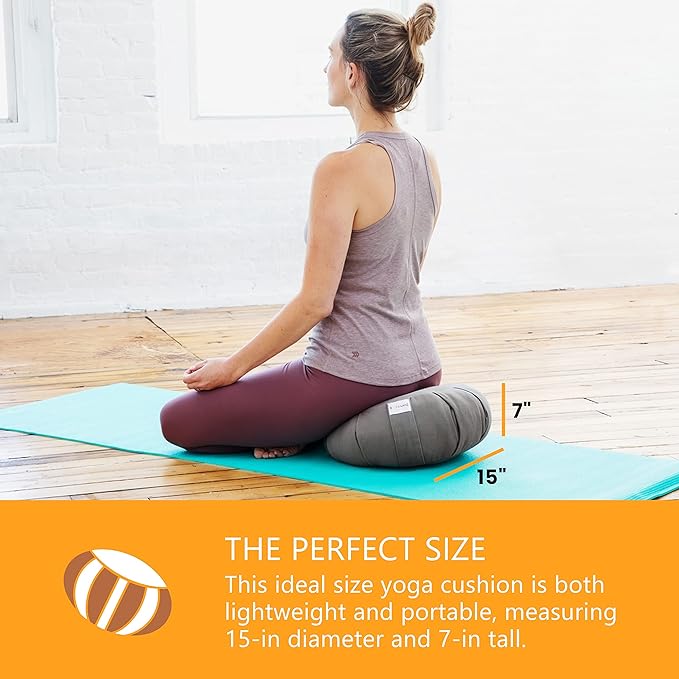 Meditation Cushion Sol Living Yoga Floor Pillow 100% Cotton Floor Cushion Removable Cover Firm Comfort Yoga Floor Cushion Seating for Adults Machine Washable Zafu Meditation Pillow Pouf Bolster Pillow