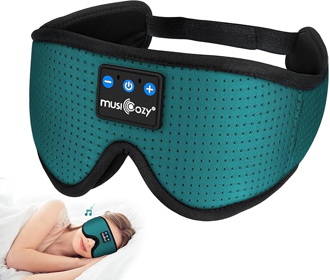 MUSICOZY Sleep Headphones Breathable Bluetooth Headband 3D Sleeping Headphones, Wireless Music Eye Mask Sleep Earbuds for Side Sleeper Women,Men Office Air Travel Cool Tech Gadgets Unique Gifts Green - Bloomnest