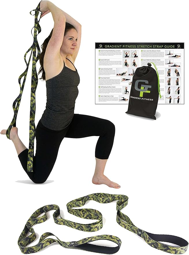Gradient Fitness Stretching Strap for Physical Therapy, 12 Multi-Loop Stretch Strap 1.5" W x 8' L, Neoprene Handles, Physical Therapy Equipment, Yoga Straps for Stretching, Leg Stretcher. - Bloomnest