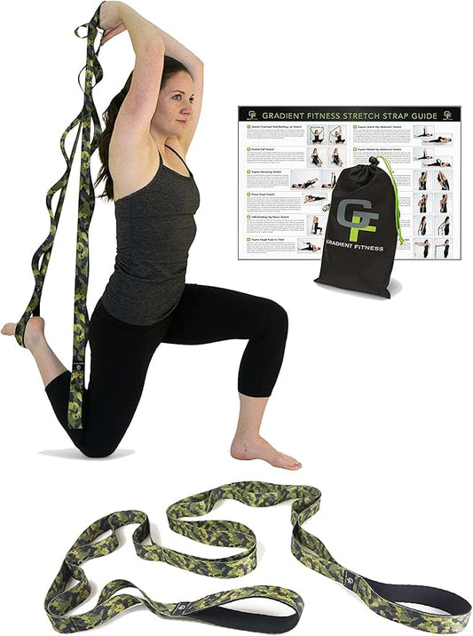 Gradient Fitness Stretching Strap for Physical Therapy, 12 Multi-Loop Stretch Strap 1.5" W x 8' L, Neoprene Handles, Physical Therapy Equipment, Yoga Straps for Stretching, Leg Stretcher. - Bloomnest