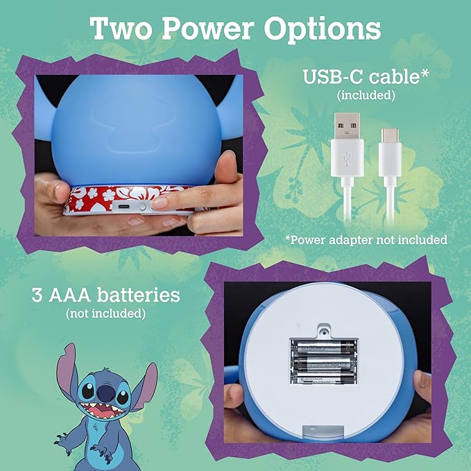 Disney Lilo and Stitch Squish Light, Night Light for Kids, USB Lamp, Battery Operated, Dimmable, Ideal for Bedroom, Playroom, Living Room, and More, 83063 - Bloomnest
