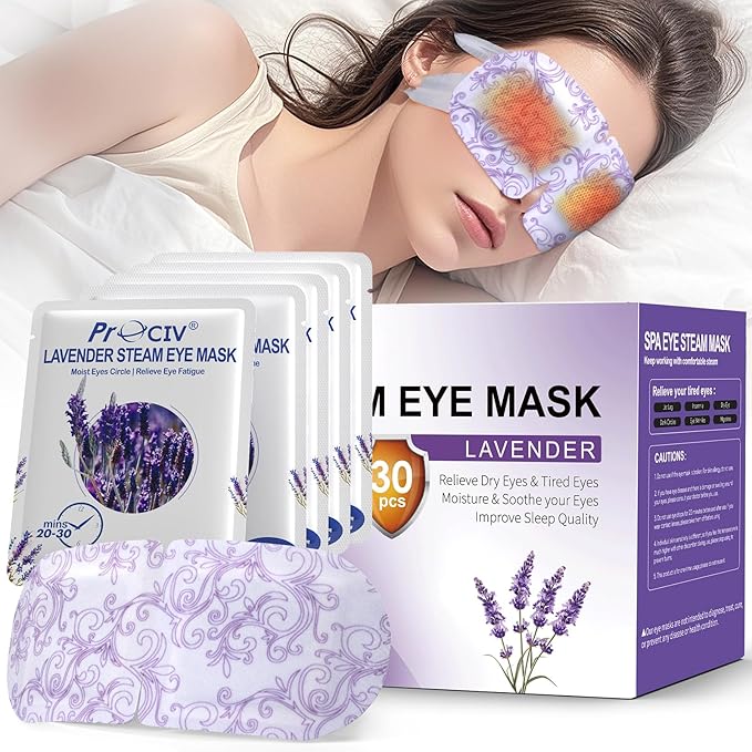 30 Packs Steam Eye Mask Lavender,Warm Compress for Dry Eyes Sleep Mask,Hot Auto Heated Eye Masks Relaxing Items for Women Moist Heat Soothing Eye Fatigue,Disposable Eye Mask for SPA Essentials - Bloomnest