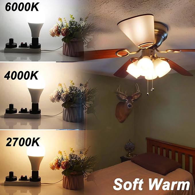 E12 A19 A60 LED Ceiling Fan Light Bulbs 100w Equivalent 2700K Warm White,E12 Small Candelabra Screw Base Globe Shape LED Bulbs 10W 1200lm for Chandelier Pendant Wall Sconces Vanity,Non Dimmable,3Pcs - Bloomnest